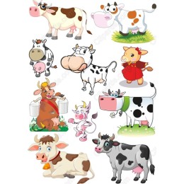 Whimsical Cow Clipart Bundle - Set