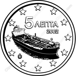 Vintage 5 Lepta Coin with Cargo Ship