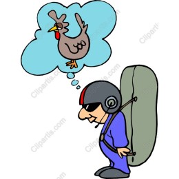 Whimsical Paratrooper Dreaming of Chicken