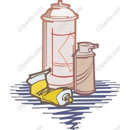Artistic of Spray Paint, Tube, and Pump Bottle