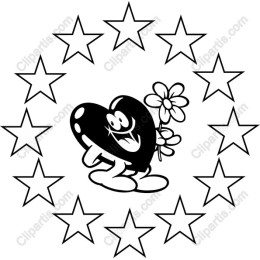 Cheerful Heart with Flower and Stars