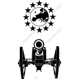 Historical Cannon with European Emblem