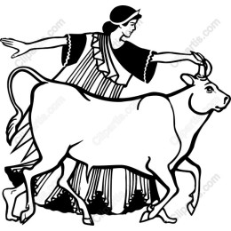 Graceful Woman with Cow