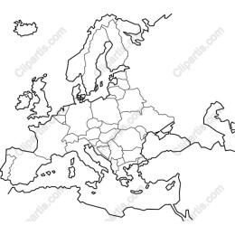Minimalist Black and White Map of Europe
