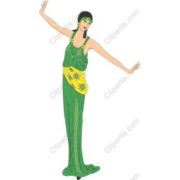 Elegant Woman in Green Gown