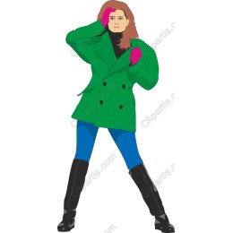 Fashionable Woman in Green Coat