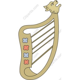 Elegant Harp with Wolf Emblem