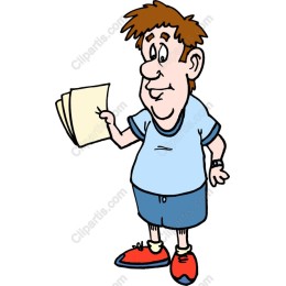 Cheerful Young Man Notepad Cartoon
