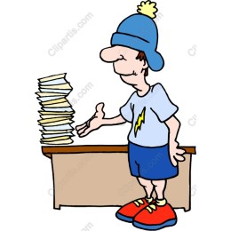 Quirky Cartoon Character with Papers
