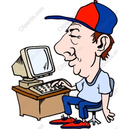 Retro Computer User Cartoon