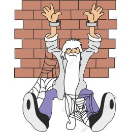 Whimsical Bearded Man Trapped in Spider Web