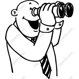 Cheerful Character with Binoculars