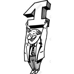Cheerful Character Lifting the Number 1