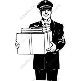 Cheerful Delivery Man Holding Gift