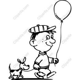 Whimsical Boy with Dog and Balloon