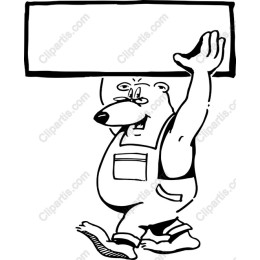 Cheerful Bear with Blank Sign