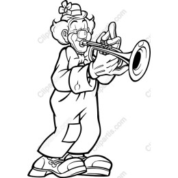 Cheerful Clown Playing Trumpet