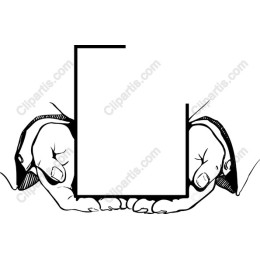 Hands Holding Blank Rectangular Frame