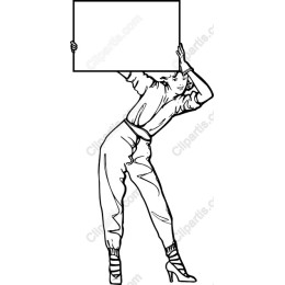 Stylish Woman with Blank Sign