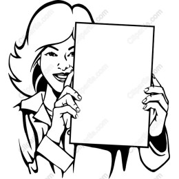 Cheerful Woman Holding Blank Sign