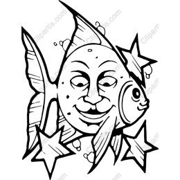 Whimsical Fish and Moon