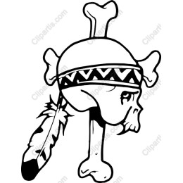 Tribal Skull with Feather and Bones