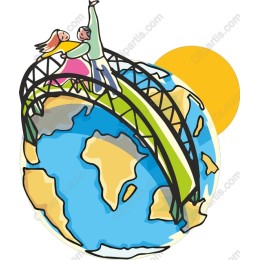 Couple on Bridge Over Globe