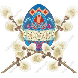 Vibrant Decorative Easter Egg with Willow Branches