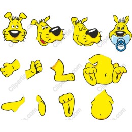 Cheerful Cartoon Dog and Baby Collection