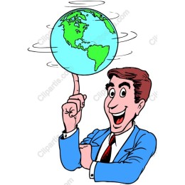 Cheerful Businessman Spinning Globe