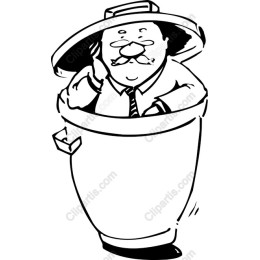 Whimsical Gentleman in a Garbage Bin