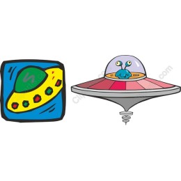 Whimsical UFO and Alien