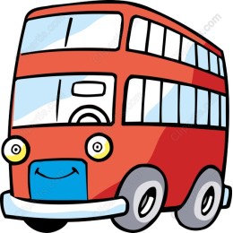 Cheerful Red Double-Decker Bus