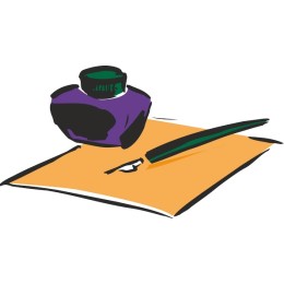 Elegant Ink Pot and Pen