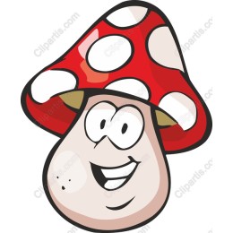 Cheerful Cartoon Smiling Mushroom