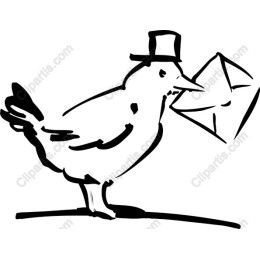 Whimsical Bird with Top Hat and Envelope