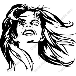 Joyful Woman with Flowing Hair