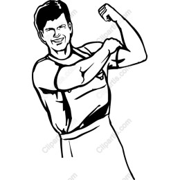 Strong and Cheerful Man Flexing Muscles