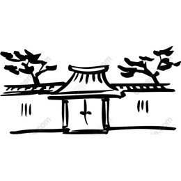 Asian Temple Hand-Drawn