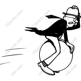 Quirky Character Riding a Giant Ball