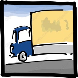 Hand-Drawn Blue Delivery Truck