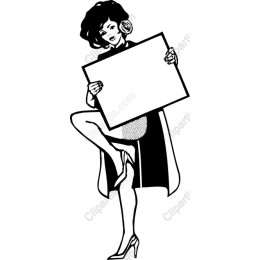 Vintage Chic Woman Holding Sign