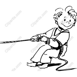 Playful Child Tugging Rope