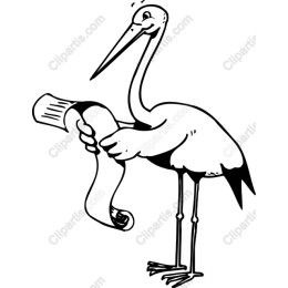 Charming Stork Holding Scroll