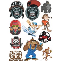 Gorilla Gang Clipart Set