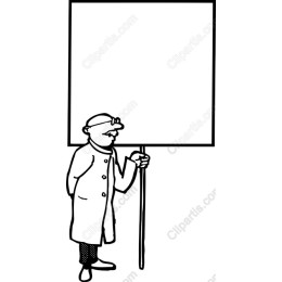 Vintage Character Holding Blank Sign