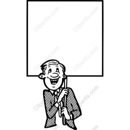Vintage Businessman with Blank Sign
