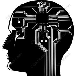 Futuristic Human-Circuit Head