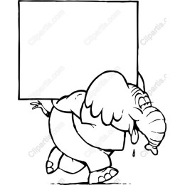 Cartoon Elephant Carrying a Blank Sign
