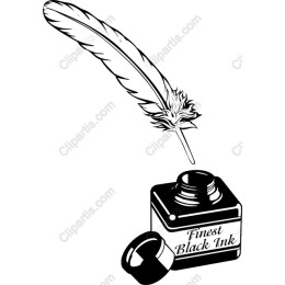 Vintage Quill Pen and Ink Bottle